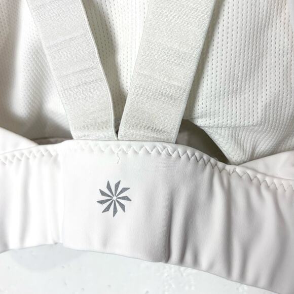 Athleta Zone Bra White Powervita Fabric Strappy Back Removable Cups Size Medium - Picture 5 of 9